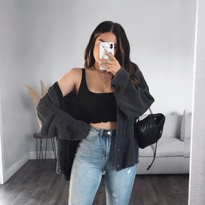 Black Ribbed Crop Top